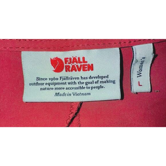 Fjallraven Ovik Lite Dress Large Buttons Short Sleeve Pockets Outdoor Travel Red - Picture 6 of 10